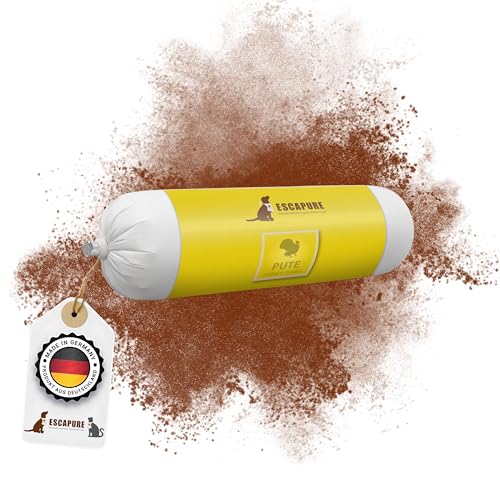 Escapure Nassfutter Wurst mit Pute 400g - Delikatessrollen mit 89% Fleischanteil - Ergänzungsfuttermittel für Hunde in Wurstform - Hunde Fleischrollen - getreidefreie Hundewurst mit Hirsekuchen Escapure Nassfutter Wurst mit Pute 400g - Delikatessrollen mit 89% Fleischanteil - Ergänzungsfuttermittel für Hunde in Wurstform - Hunde Fleischrollen - getreidefreie Hundewurst mit Hirsekuchen von Escapure