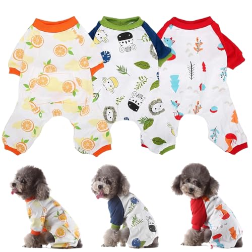 3 PCS Schlafanzug für kleine Hunde, Hundeshirt Hunde Schlafanzug Hundepyjama Haustierbekleidung Hund Jumpsuit Weich Und Atmungsaktiv Für Kleine Mittel Große Hunde von Esenlong