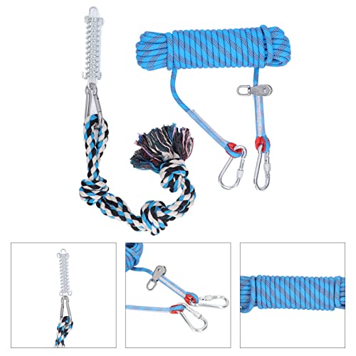 Esenlong 15 m Federstange Hundespielzeug Interaktives Hundespielzeug Bungee-Seil, Hundespielzeug für kleine, mittelgroße und große Hunde (blau) von Esenlong