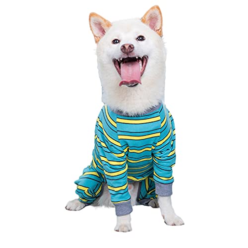 Esenlong Hundepyjama Kleine Hunde, Gestreift Hunde-Einteiler, Elastisch und Bequem Weich und Warm Einfach an und Auszuziehen, Geeignet für mittelgroße und große Hunde von Esenlong