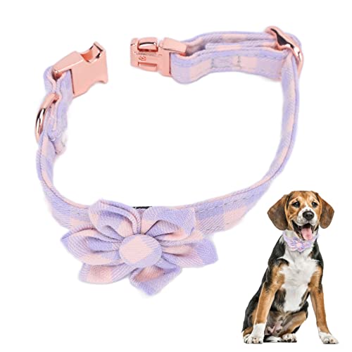 Esenlong Hundehalsband, 6 Blütenblätter, verstellbares Hundehalsband, weiche Blume, Größe L - Violett von Esenlong