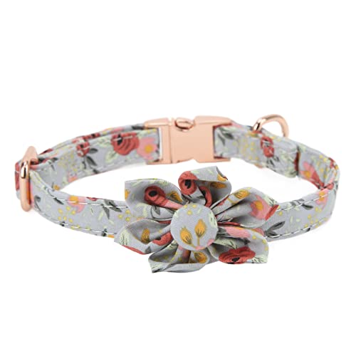 Esenlong Hundehalsband, Baumwolle, atmungsaktives Hundehalsband, verstellbar, dekoratives Hundehalsband mit Blumenknoten (M – grün) von Esenlong