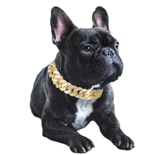 Esenlong Hundehalsband, Verstellbares Hundehalsband, Hundegoldkette, Glitzernde Geflochtene Halskette für Teddy Französische Bulldogge von Esenlong