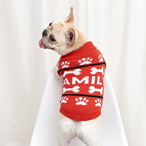 Esenlong Hundepullover, weicher warmer Hunde-Strickpullover, Knochenpfoten-Druck, Haustier-Winterkleidung von Esenlong