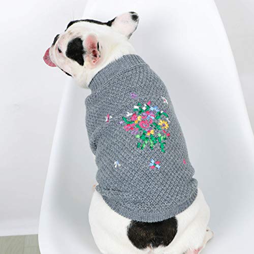 Esenlong Hundepullover mit Blumenmuster, gestrickter Hundepullover, warme Strickwaren von Esenlong