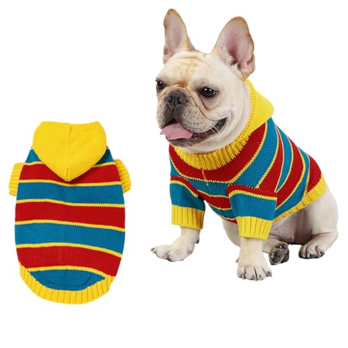 Esenlong Hundepullover mit Kapuze und Streifen, weicher Pullover mit Hut, Hunde-Kapuzenkleidung von Esenlong