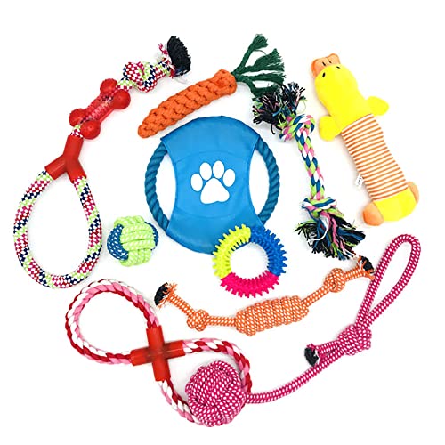 Esenlong Hundespielzeug, 10 Stück Hundespielzeug, interaktives Seilspielzeug, Welpenspielzeug für kleine und mittelgroße Hunde von Esenlong
