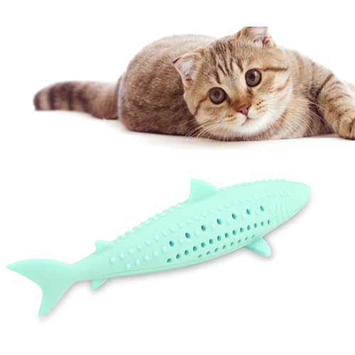 Katzenminze Fisch Katze Spielzeug,Simulation Fisch,Interaktive weiche Katze Kauspielzeug Silikon Kätzchen Zähne Reinigung Spielzeug Fisch Form Katze Spielzeug von Esenlong