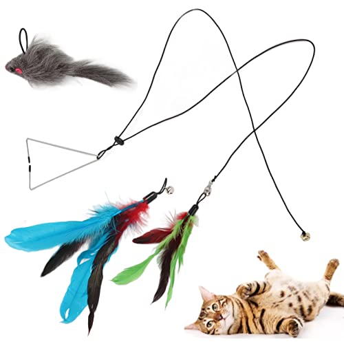 Esenlong Katzenfederspielzeug, Katzen-Maus-Teaser-Spielzeug, hängendes Katzenspielzeug, interaktives Spielzeug (dreieckiger Haken) von Esenlong