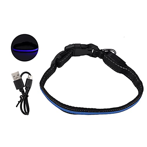 Esenlong Leuchtendes Hundehalsband, LED-Hundehalsband mit reflektierenden Streifen, Anti-Verheddern, LED-Hundehalsband (XL-blau) von Esenlong