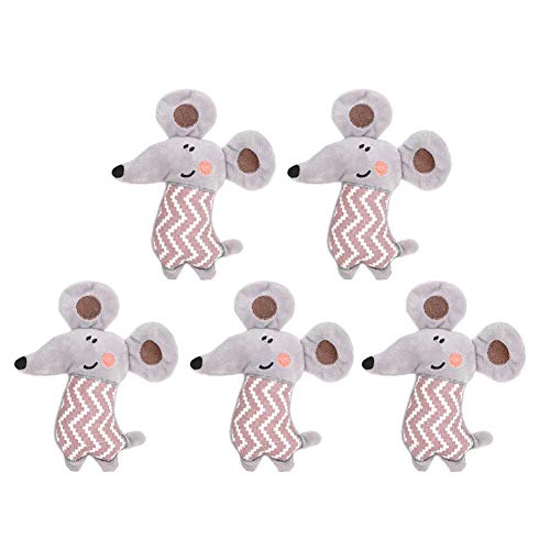Esenlong Mini-Cartoon-Maus-Spielzeug mit integrierter Katzenminze, interaktives Spielzeug, Haustier-Plüsch-Spielzeug, 5 Stück von Esenlong