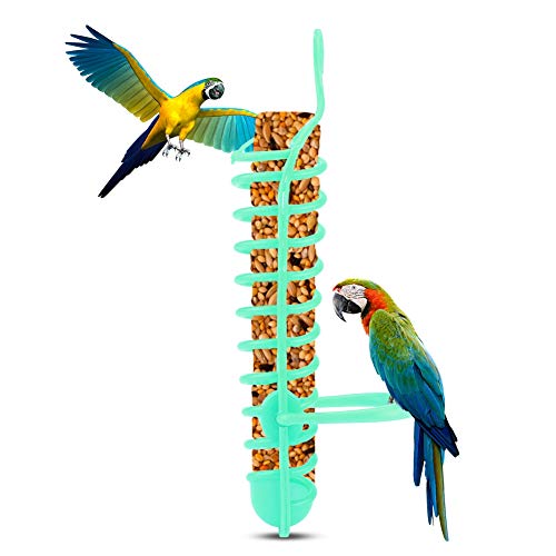 Esenlong Papageien-Futterkorb, Kunststoff-Vogelfutterkorb, Vogelsitz-Futterstation (Grün) von Esenlong