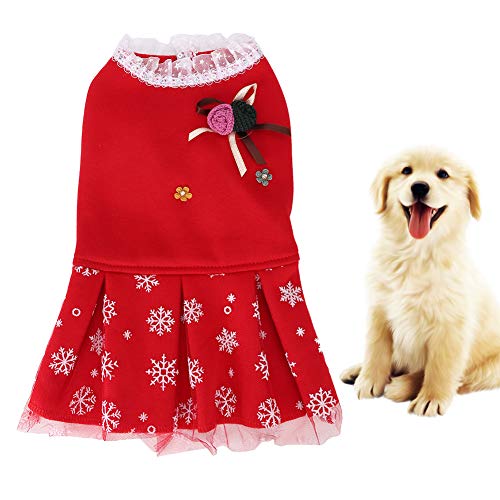 Haustierkleid, Baumwolle Hundekleid, Weihnachten Haustier Kostüm mit Schneeflocken-Muster für Hund Katze (M) von Esenlong