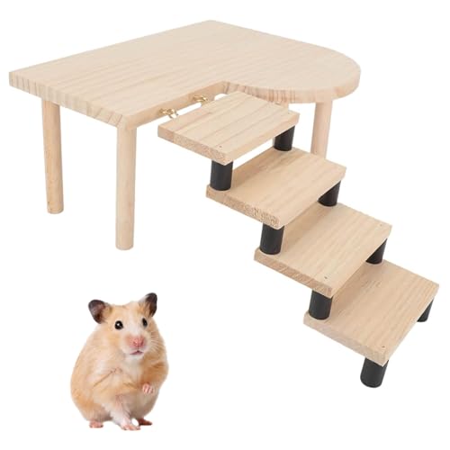 Esenlong Holz Hamster Spielplatz Plattform Hamster Leiter Spielzeug Kleintier Aktivität Kletterplattform mit Treppe Geeignet für Meerschweinchen Chinchillas Rennmäuse und Mäuse von Esenlong