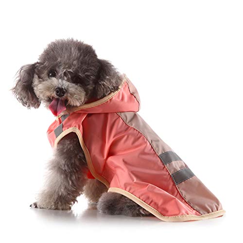 Hunde-Regenmantel, Polyester, Haustier-Regencape Jacke, wasserdicht, atmungsaktiv, Hunde-Regenmantel mit reflektierenden Streifen (M - rosa) von Esenlong