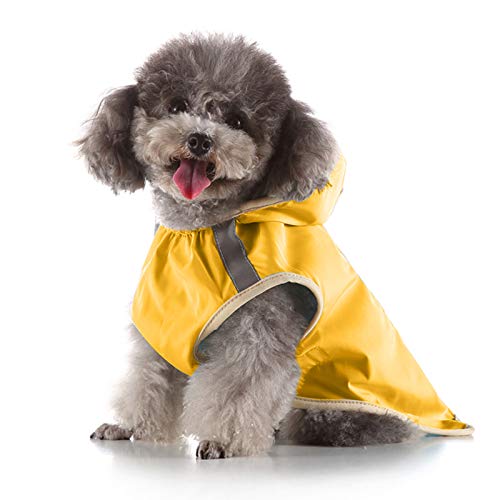 Hunde-Regenmantel, Verstellbare Haustier-Regenjacke mit Sicherheits-Reflektorstreifen, Wasserdichter Haustier-Regenmantel, (L-Gelb) von Esenlong