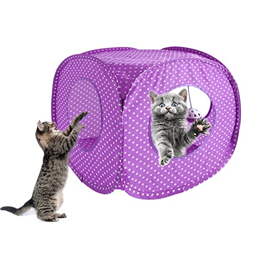 Katzentunnel, zusammenklappbares Katzentunnelbett mit Bällen, Haustier-Spiel-Tunnelspielzeug für Katzen, Welpen, Kätzchen, Kaninchen von Esenlong