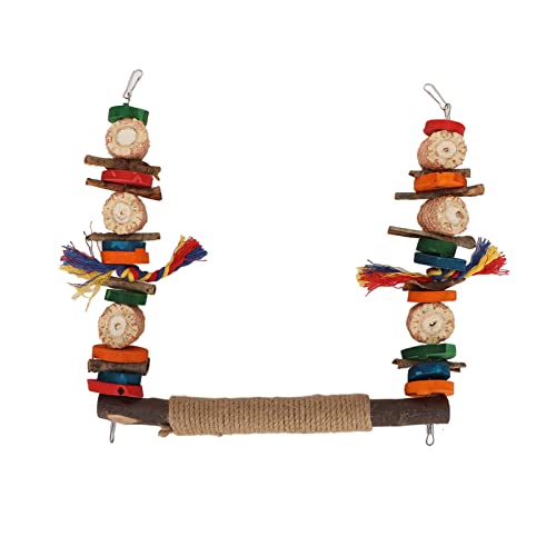 Vogelschaukelspielzeug, buntes Schnabelschleifen, Papageien-Kauspielzeug, Vogelsitz-Spielzeug mit Metallhaken für Nymphensittiche, Wellensittiche von Esenlong