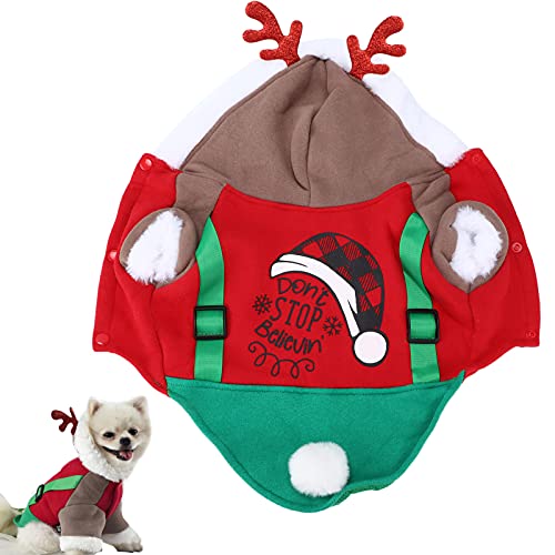 Weihnachtskostüm für Herbst und Winter, niedliches Hirsch-Kostüm für kleine und mittelgroße Hunde (Größe M) von Esenlong