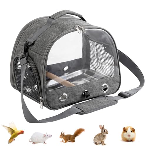 Esforzarse Grauer Vogelreiseträger mit Ständer und Edelstahl-Tablett, transparent, atmungsaktiv, Reisekäfig, tragbar, für kleine Vögel, Papageien, Sittiche, Nymphensittiche, Nymphensittiche, für Esforzarse Grauer Vogelreiseträger mit Ständer und Edelstahl-Tablett, transparent, atmungsaktiv, Reisekäfig, tragbar, für kleine Vögel, Papageien, Sittiche, Nymphensittiche, Nymphensittiche, für von Esforzarse