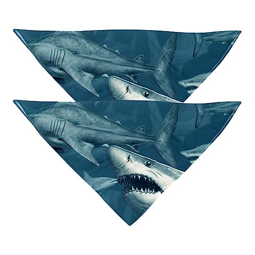2 Stück Hundehalstücher Unterwasser Hai Muster Haustier Schal, Chiffon Bandanas Dreieck Lätzchen Zubehör für kleine, mittelgroße und große Hunde Welpen Haustiere no149 von Eslifey