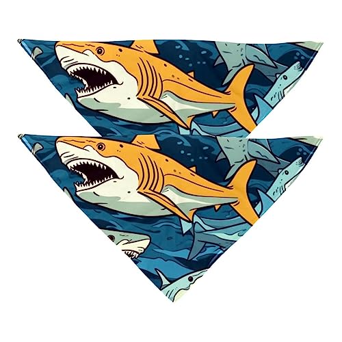 2 Stück Hundehalstücher Unterwasser Hai Muster Haustier Schal, Chiffon Bandanas Dreieck Lätzchen Zubehör für kleine, mittelgroße und große Hunde Welpen Haustiere no182 von Eslifey
