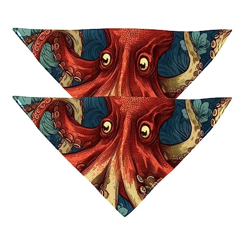 2 Stück Hundehalstücher Unterwasser Oktopus-Muster Haustier Schal, Chiffon Bandanas Dreieck Lätzchen Zubehör für kleine, mittelgroße und große Hunde Welpen Haustiere no36 von Eslifey