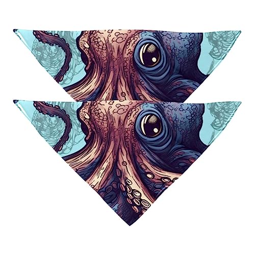2 Stück Hundehalstücher Unterwasser Oktopus-Muster Haustier Schal, Chiffon Bandanas Dreieck Lätzchen Zubehör für kleine, mittelgroße und große Hunde Welpen Haustiere no51 von Eslifey