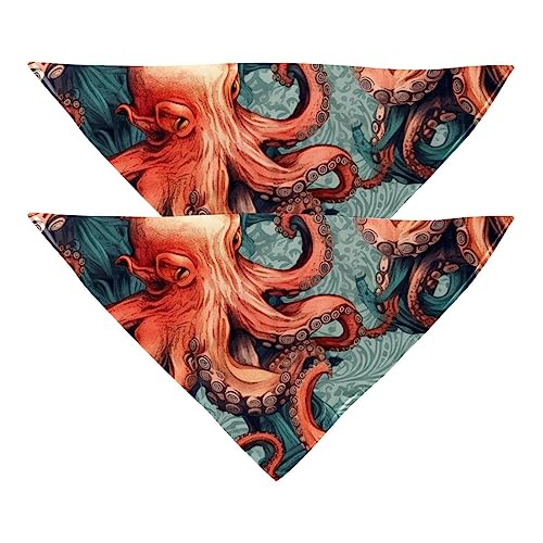 2 Stück Hundehalstücher Unterwasser Oktopus-Muster Haustier Schal, Chiffon Bandanas Dreieck Lätzchen Zubehör für kleine, mittelgroße und große Hunde Welpen Haustiere no57 von Eslifey