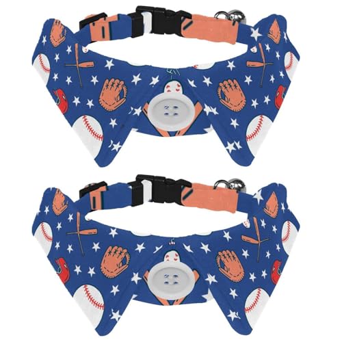 Eslifey Hundehalsband mit Fliege, verstellbar, formelles Smokinghalsband mit abnehmbarem Hemdkragen, Katzenhalsbänder für kleine Haustiere, Baseball-Softball-Sportspiel-Muster, 2 Stück Eslifey Hundehalsband mit Fliege, verstellbar, formelles Smokinghalsband mit abnehmbarem Hemdkragen, Katzenhalsbänder für kleine Haustiere, Baseball-Softball-Sportspiel-Muster, 2 Stück von Eslifey