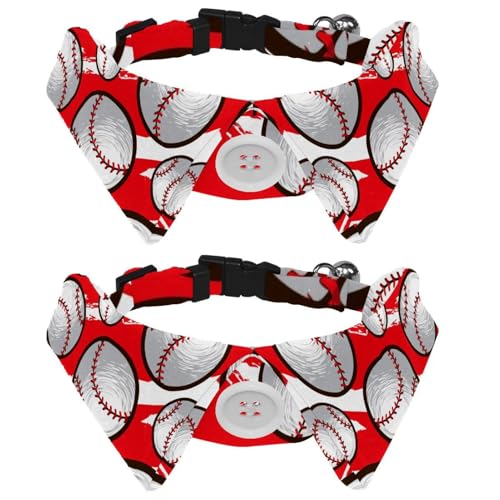 Eslifey Hundehalsband mit Fliege, verstellbar, formelles Smokinghalsband mit abnehmbarem Hemdkragen, Katzenhalsbänder für kleine Haustiere, Baseball-Sportball, rotes Hintergrundmuster, 2 Stück Eslifey Hundehalsband mit Fliege, verstellbar, formelles Smokinghalsband mit abnehmbarem Hemdkragen, Katzenhalsbänder für kleine Haustiere, Baseball-Sportball, rotes Hintergrundmuster, 2 Stück von Eslifey
