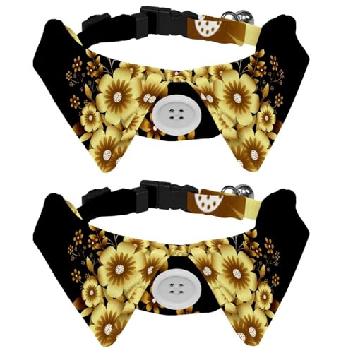 Eslifey Hundehalsband mit Fliege, verstellbar, formelles Smokinghalsband mit abnehmbarem Hemdkragen, Katzenhalsbänder für kleine Haustiere, Blume, Schwarz, 2 Stück Eslifey Hundehalsband mit Fliege, verstellbar, formelles Smokinghalsband mit abnehmbarem Hemdkragen, Katzenhalsbänder für kleine Haustiere, Blume, Schwarz, 2 Stück von Eslifey