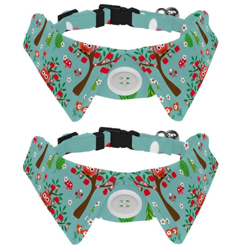 Eslifey Hundehalsband mit Fliege, verstellbar, formelles Smokinghalsband mit abnehmbarem Hemdkragen, Katzenhalsbänder für kleine Haustiere, Eulen, sitzen, Äpfel, Bäume, Waldblumen, niedliches Muster, Eslifey Hundehalsband mit Fliege, verstellbar, formelles Smokinghalsband mit abnehmbarem Hemdkragen, Katzenhalsbänder für kleine Haustiere, Eulen, sitzen, Äpfel, Bäume, Waldblumen, niedliches Muster, von Eslifey