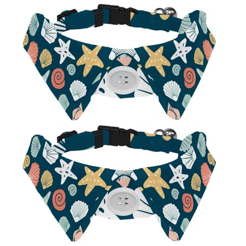 Eslifey Hundehalsband mit Fliege, verstellbar, formelles Smokinghalsband mit abnehmbarem Hemdkragen, Katzenhalsbänder für kleine Haustiere, Unterwasser-Marine-Muscheln und Seesterne, 2 Stück Eslifey Hundehalsband mit Fliege, verstellbar, formelles Smokinghalsband mit abnehmbarem Hemdkragen, Katzenhalsbänder für kleine Haustiere, Unterwasser-Marine-Muscheln und Seesterne, 2 Stück von Eslifey
