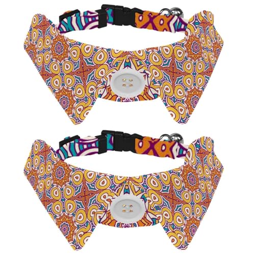 Eslifey Hundehalsband mit Fliege, verstellbar, formelles Smokinghalsband mit abnehmbarem Hemdkragen, Katzenhalsbänder für kleine Haustiere, farbiges Mandala, 2 Stück Eslifey Hundehalsband mit Fliege, verstellbar, formelles Smokinghalsband mit abnehmbarem Hemdkragen, Katzenhalsbänder für kleine Haustiere, farbiges Mandala, 2 Stück von Eslifey