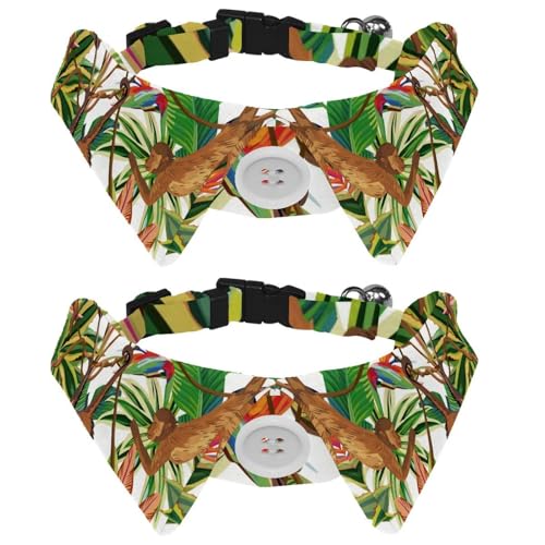 Eslifey Hundehalsband mit Fliege, verstellbar, formelles Smokinghalsband mit abnehmbarem Hemdkragen, Katzenhalsbänder für kleine Haustiere, tropische Tiere, Affe, Dschungel, Palme, Blätter, 2 Stück Eslifey Hundehalsband mit Fliege, verstellbar, formelles Smokinghalsband mit abnehmbarem Hemdkragen, Katzenhalsbänder für kleine Haustiere, tropische Tiere, Affe, Dschungel, Palme, Blätter, 2 Stück von Eslifey