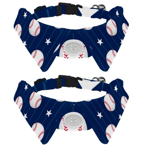 Eslifey Hundehalsband mit Fliege, verstellbar, formelles Smokinghalsband mit abnehmbarem Hemdkragen, Katzenhalsband für kleine Haustiere, Baseball-Sport, Sternstreifenmuster, 2 Stück Eslifey Hundehalsband mit Fliege, verstellbar, formelles Smokinghalsband mit abnehmbarem Hemdkragen, Katzenhalsband für kleine Haustiere, Baseball-Sport, Sternstreifenmuster, 2 Stück von Eslifey