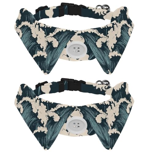 Eslifey Hundehalsband mit Fliege, verstellbar, formelles Smokinghalsband mit abnehmbarem Hemdkragen, Katzenhalsband für kleine Haustiere, Ozean, Meer, Wellen, Wind, Sturm, Surf, Wassermuster, 2 Stück Eslifey Hundehalsband mit Fliege, verstellbar, formelles Smokinghalsband mit abnehmbarem Hemdkragen, Katzenhalsband für kleine Haustiere, Ozean, Meer, Wellen, Wind, Sturm, Surf, Wassermuster, 2 Stück von Eslifey