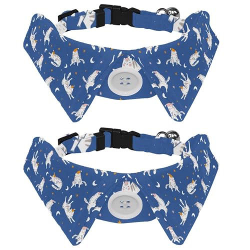 Eslifey Hundehalsband mit Fliege, verstellbar, formelles Smokinghalsband mit abnehmbarem Hemdkragen, Katzenhalsband für kleine Haustiere, Sternenhimmel, schlafende Katzen, Sternenmuster, 2 Stück Eslifey Hundehalsband mit Fliege, verstellbar, formelles Smokinghalsband mit abnehmbarem Hemdkragen, Katzenhalsband für kleine Haustiere, Sternenhimmel, schlafende Katzen, Sternenmuster, 2 Stück von Eslifey