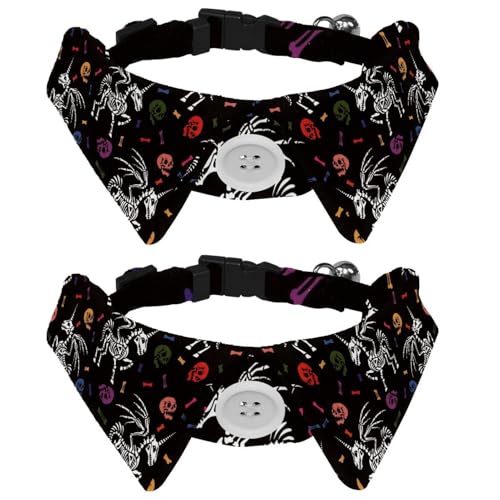 Eslifey Hundehalsband mit Fliege, verstellbar, formelles Smokinghalsband mit abnehmbarem Hemdkragen, Katzenhalsband für kleine Haustiere, Tag der Toten, Totenkopf, Skelett, Einhorn, Rose, 2 Stück Eslifey Hundehalsband mit Fliege, verstellbar, formelles Smokinghalsband mit abnehmbarem Hemdkragen, Katzenhalsband für kleine Haustiere, Tag der Toten, Totenkopf, Skelett, Einhorn, Rose, 2 Stück von Eslifey