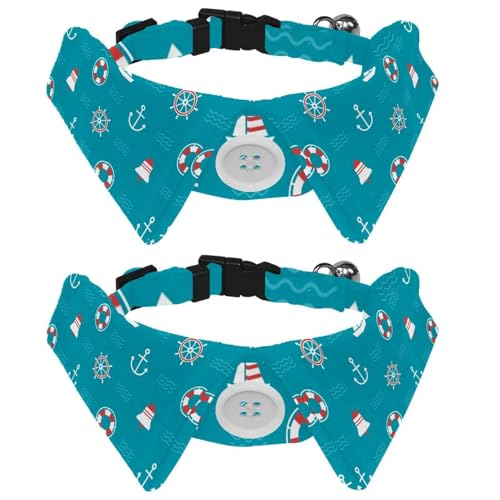 Eslifey Hundehalsband mit Fliege, verstellbares formelles Smokinghalsband mit abnehmbarem Hemdkragen, Katzenhalsbänder für kleine Haustiere, Anker-Rettungsring, Kompass, Blau Eslifey Hundehalsband mit Fliege, verstellbares formelles Smokinghalsband mit abnehmbarem Hemdkragen, Katzenhalsbänder für kleine Haustiere, Anker-Rettungsring, Kompass, Blau von Eslifey