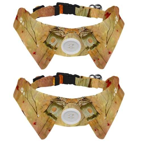 Eslifey Hundehalsband mit Fliege, verstellbares formelles Smokinghalsband mit abnehmbarem Hemdkragen, Katzenhalsbänder für kleine Haustiere, Vogelhaus mit Herbstlaub Eslifey Hundehalsband mit Fliege, verstellbares formelles Smokinghalsband mit abnehmbarem Hemdkragen, Katzenhalsbänder für kleine Haustiere, Vogelhaus mit Herbstlaub von Eslifey