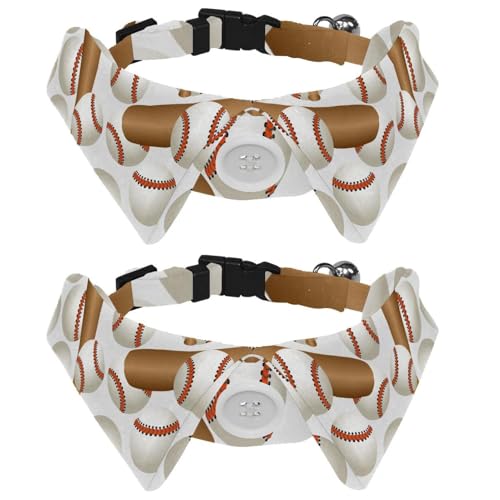 Eslifey Hundehalsband mit Fliege und Glocke, Baseballschläger und Bälle, Sportmuster, verstellbares Revers-Design, Katzenfliege, Halsband für kleine Haustiere, 2 Stück Eslifey Hundehalsband mit Fliege und Glocke, Baseballschläger und Bälle, Sportmuster, verstellbares Revers-Design, Katzenfliege, Halsband für kleine Haustiere, 2 Stück von Eslifey