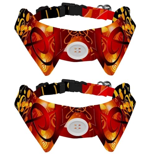 Eslifey Hundehalsband mit Fliege und Glocke, Musiknotation, verstellbares Revers-Design, Katzenfliege, Halsband für kleine Haustiere, 2 Stück Eslifey Hundehalsband mit Fliege und Glocke, Musiknotation, verstellbares Revers-Design, Katzenfliege, Halsband für kleine Haustiere, 2 Stück von Eslifey