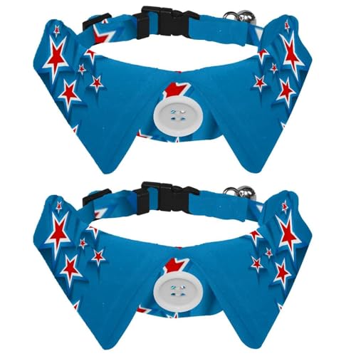 Eslifey Hundehalsband mit Fliege und Glöckchen, 4. Juli, Blau, verstellbares Revers-Design, Katzenfliege, Halsband für kleine Haustiere, 2 Stück von Eslifey