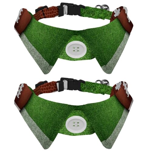 Eslifey Hundehalsband mit Fliege und Glöckchen, American Football Ball auf grünem Gras und weißer Linie, verstellbares Revers-Design, Katzenfliege, Halsband für kleine Haustiere, 2 Stück Eslifey Hundehalsband mit Fliege und Glöckchen, American Football Ball auf grünem Gras und weißer Linie, verstellbares Revers-Design, Katzenfliege, Halsband für kleine Haustiere, 2 Stück von Eslifey