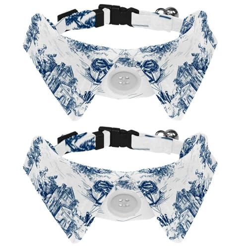 Eslifey Hundehalsband mit Fliege und Glöckchen, Angelszenen in der Altstadt, Weiß und Blau, verstellbares Revers-Design, Katzenfliege, Halsband für kleine Haustiere, 2 Stück Eslifey Hundehalsband mit Fliege und Glöckchen, Angelszenen in der Altstadt, Weiß und Blau, verstellbares Revers-Design, Katzenfliege, Halsband für kleine Haustiere, 2 Stück von Eslifey