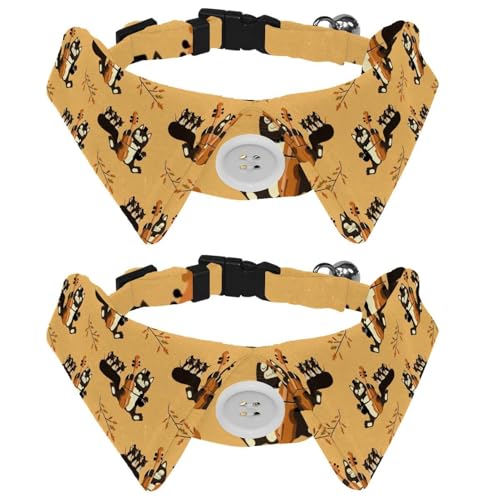 Eslifey Hundehalsband mit Fliege und Glöckchen, Katzen-Maus-Cartoon-Muster, verstellbares Revers-Design, Katzenfliege, Halsband für kleine Haustiere, 2 Stück von Eslifey