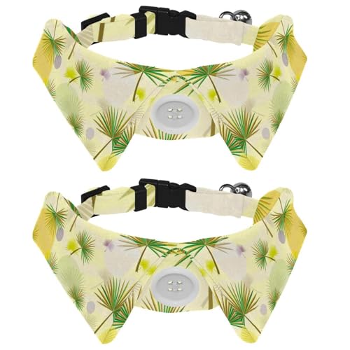 Eslifey Hundehalsband mit Fliege und Glöckchen, Palmetto-Blätter-Muster, verstellbares Revers-Design, Katzenfliege, Halsband für kleine Haustiere, 2 Stück Eslifey Hundehalsband mit Fliege und Glöckchen, Palmetto-Blätter-Muster, verstellbares Revers-Design, Katzenfliege, Halsband für kleine Haustiere, 2 Stück von Eslifey