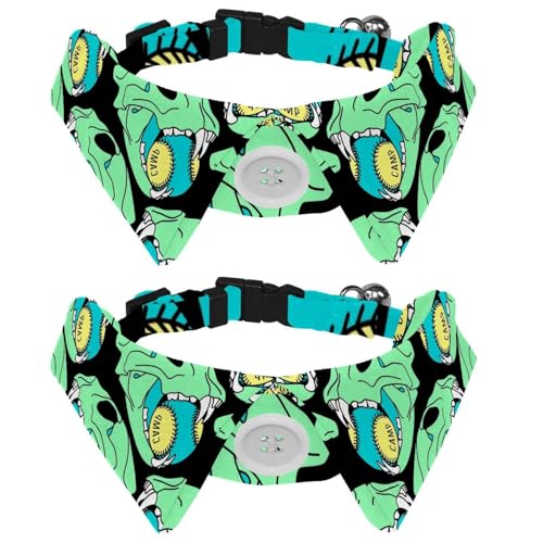 Eslifey Hundehalsband mit Fliege und Glöckchen, Totenkopf-Ball, Tiermuster, verstellbares Revers-Design, Katzenfliege, Halsband für kleine Haustiere, 2 Stück Eslifey Hundehalsband mit Fliege und Glöckchen, Totenkopf-Ball, Tiermuster, verstellbares Revers-Design, Katzenfliege, Halsband für kleine Haustiere, 2 Stück von Eslifey